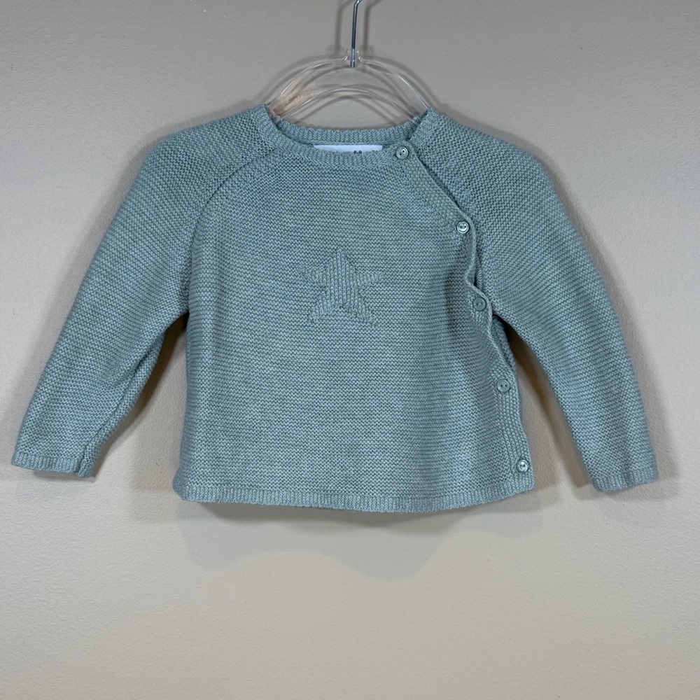 Zara Soft Blue Knit Baby Sweater